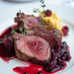 Hirschbraten mit Preiselbeeren
